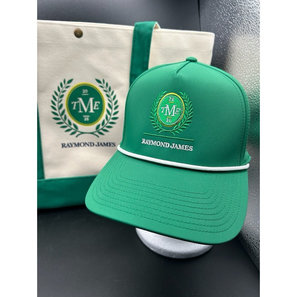Raymond James TME 26 Promotional Set Masters Green Rope Golf Hat & Tote Bag